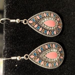 Boho Teardrop Pink Earrings